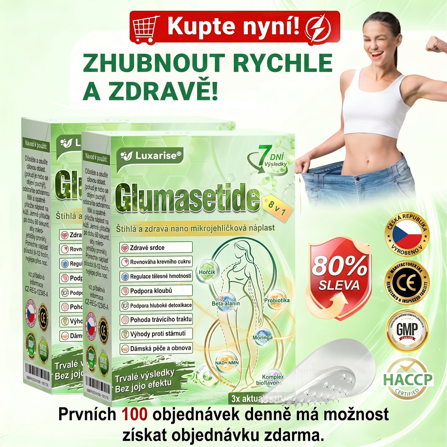Luxarise®🌿Glumasetide 8v1 Stihla a zdrava nano mikrojehlickova naplast(1krát denně – viditelné změny až za 7 dní) ✅Pro obezitu, zpevnění kůže, cukrovku, spánkovou apnoe, klouby atd.