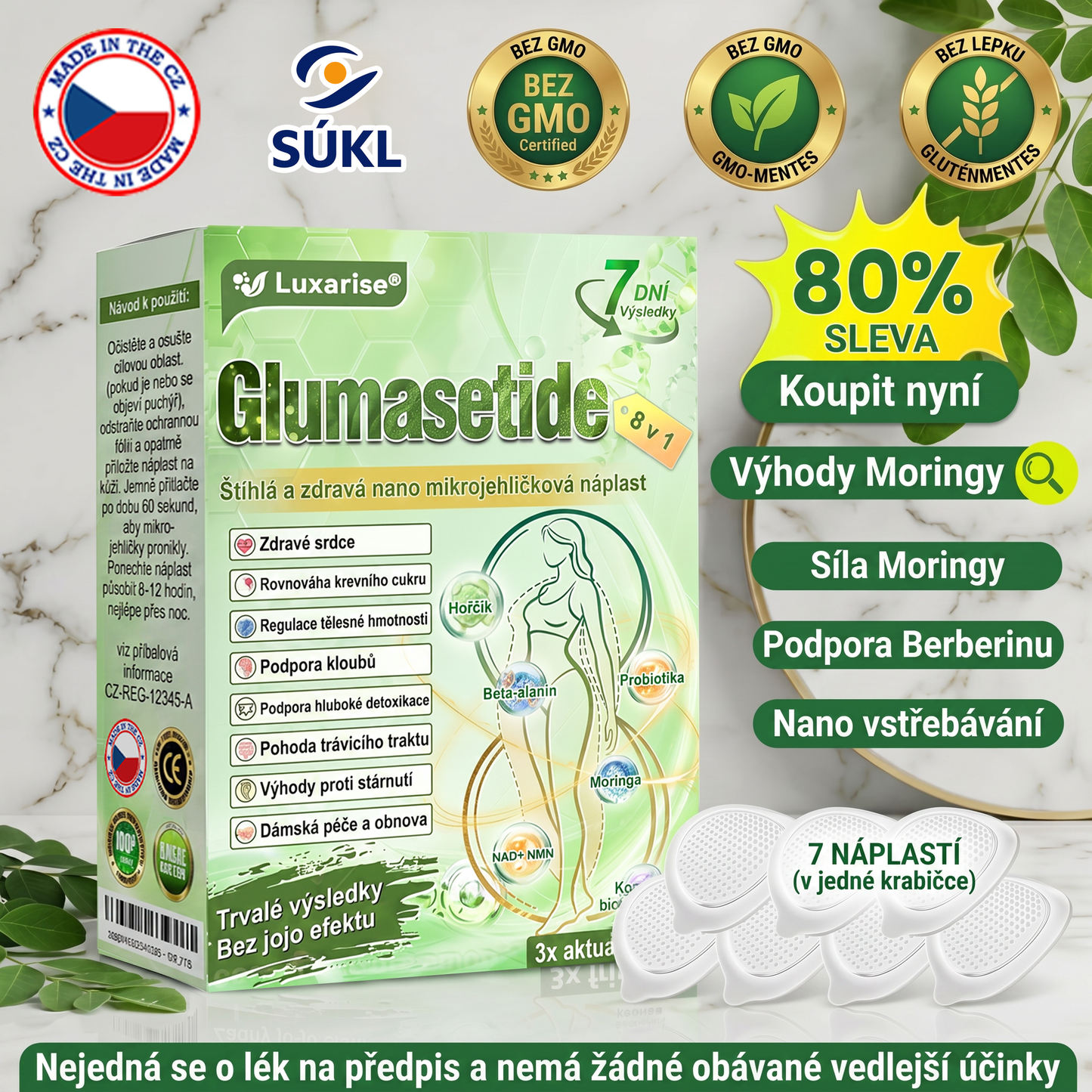 Luxarise®🌿Glumasetide 8v1 Stihla a zdrava nano mikrojehlickova naplast(1krát denně – viditelné změny až za 7 dní) ✅Pro obezitu, zpevnění kůže, cukrovku, spánkovou apnoe, klouby atd.