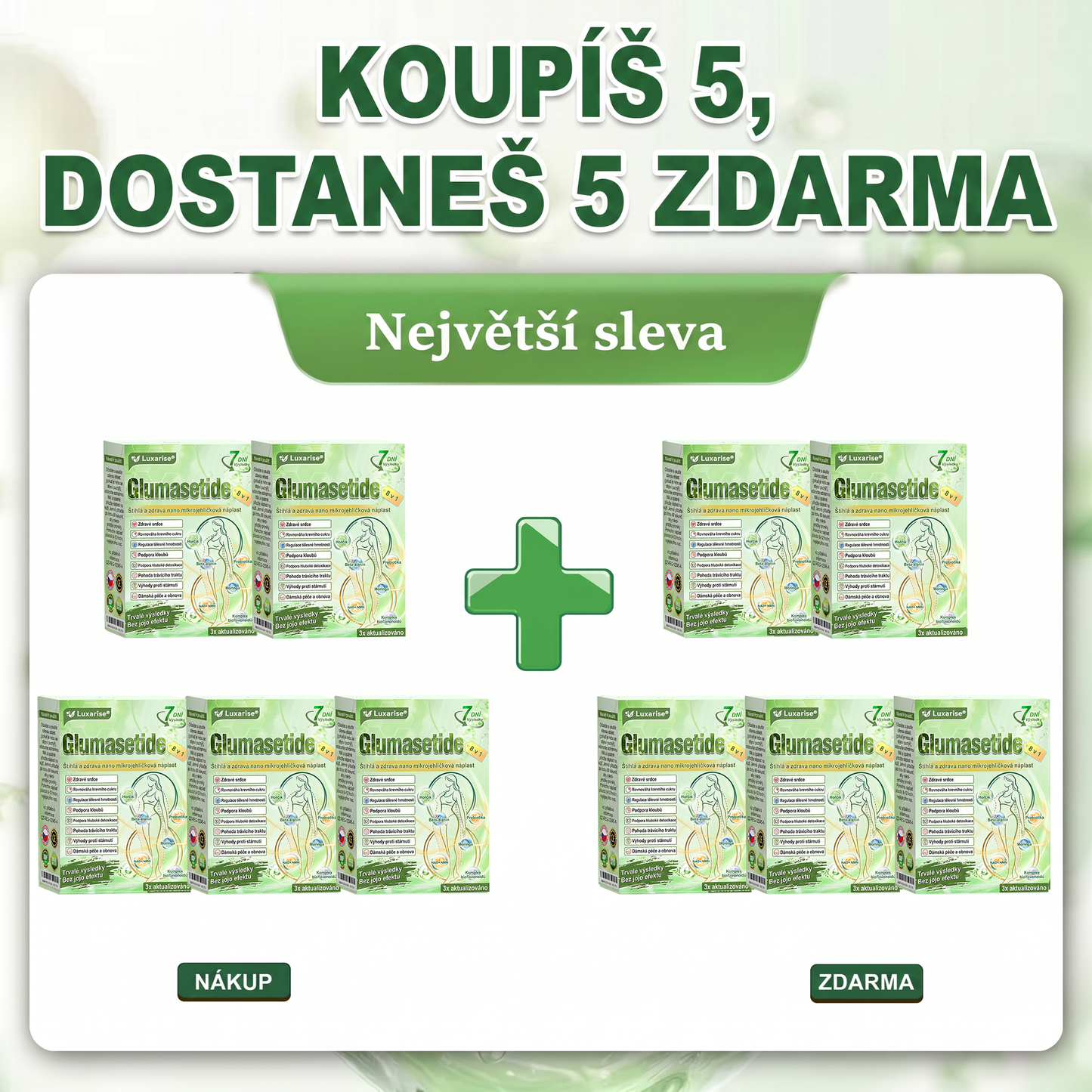 Luxarise®🌿Glumasetide 8v1 Stihla a zdrava nano mikrojehlickova naplast(1krát denně – viditelné změny až za 7 dní) ✅Pro obezitu, zpevnění kůže, cukrovku, spánkovou apnoe, klouby atd.